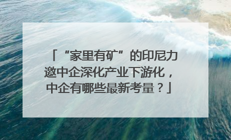 “家里有矿”的印尼力邀中企深化产业下游化，中企有哪些最新考量？