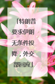 特朗普要求伊朗无条件投降，外交部回应