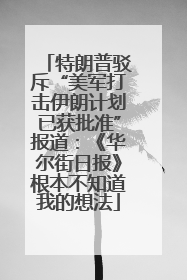 特朗普驳斥“美军打击伊朗计划已获批准”报道：《华尔街日报》根本不知道我的想法