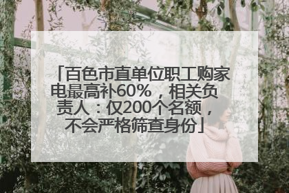 百色市直单位职工购家电最高补60％，相关负责人：仅200个名额，不会严格筛查身份