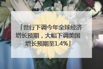 世行下调今年全球经济增长预期，大幅下调美国增长预期至1.4%