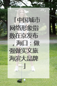中国城市网络形象指数在京发布，海口：做强做实文旅海滨大品牌
