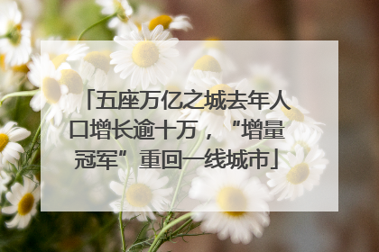 五座万亿之城去年人口增长逾十万，“增量冠军”重回一线城市