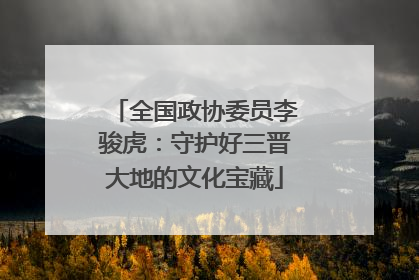 全国政协委员李骏虎：守护好三晋大地的文化宝藏