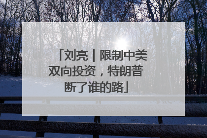刘亮｜限制中美双向投资，特朗普断了谁的路