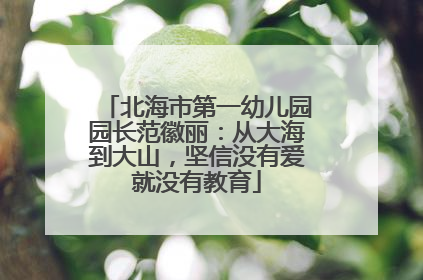 北海市第一幼儿园园长范徽丽：从大海到大山，坚信没有爱就没有教育