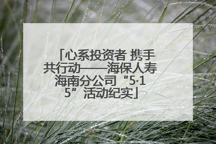 心系投资者 携手共行动——海保人寿海南分公司“5·15”活动纪实