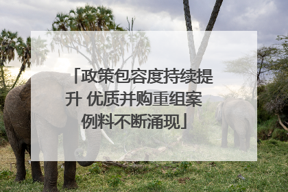 政策包容度持续提升 优质并购重组案例料不断涌现