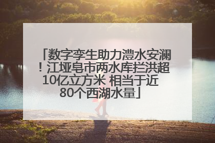 数字孪生助力澧水安澜！江垭皂市两水库拦洪超10亿立方米 相当于近80个西湖水量
