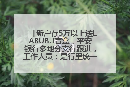 新户存5万以上送LABUBU盲盒，平安银行多地分支行跟进，工作人员：是行里统一的，进货渠道不清楚