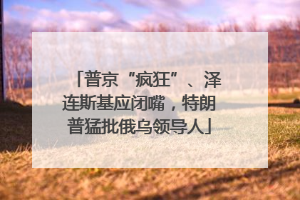 普京“疯狂”、泽连斯基应闭嘴，特朗普猛批俄乌领导人