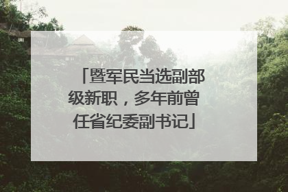 暨军民当选副部级新职，多年前曾任省纪委副书记