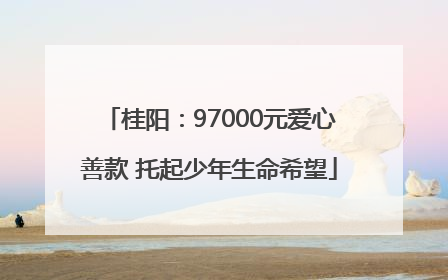 桂阳：97000元爱心善款 托起少年生命希望