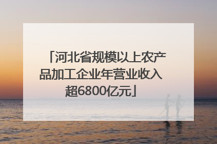 河北省规模以上农产品加工企业年营业收入超6800亿元