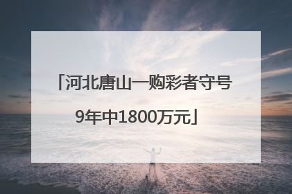 河北唐山一购彩者守号9年中1800万元
