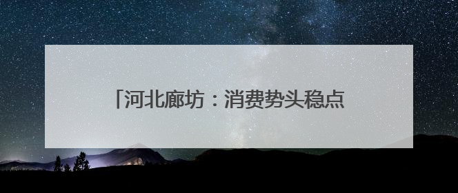 河北廊坊：消费势头稳点燃经济增长“新引擎”