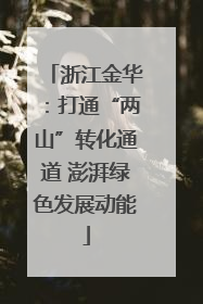 浙江金华：打通“两山”转化通道 澎湃绿色发展动能