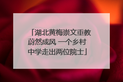 湖北黄梅崇文重教蔚然成风 一个乡村中学走出两位院士