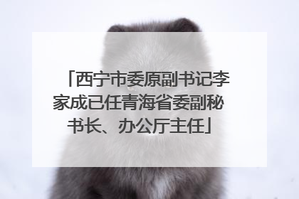 西宁市委原副书记李家成已任青海省委副秘书长、办公厅主任