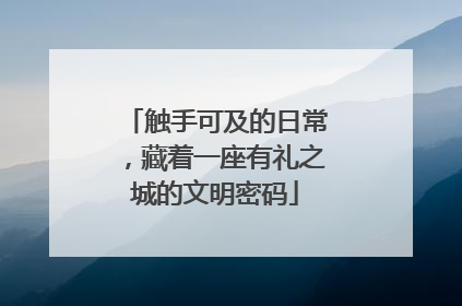 触手可及的日常，藏着一座有礼之城的文明密码