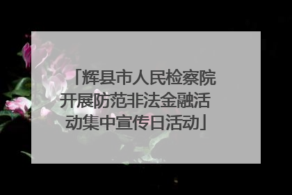 辉县市人民检察院开展防范非法金融活动集中宣传日活动
