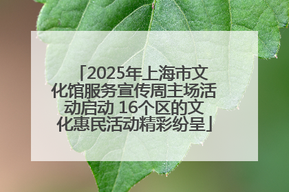 2025年上海市文化馆服务宣传周主场活动启动 16个区的文化惠民活动精彩纷呈