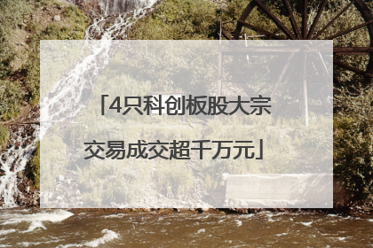 4只科创板股大宗交易成交超千万元