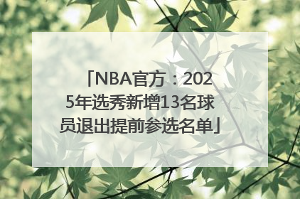 NBA官方：2025年选秀新增13名球员退出提前参选名单